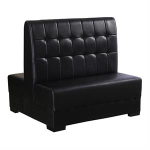 44"H, Square Tufted Back Vinyl Double Booth in Black, Wood Frame