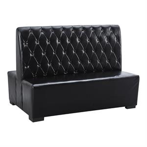 60L x 44H Black Double Booth with Vinyl Back & Seat, Wood Frame