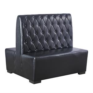 Button Tufted Back Upholstered Double Booth in Black with Wood Frame