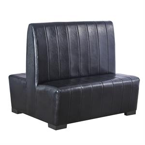 44"H, Vertical Channel Vinyl Back Upholstered Double Booth in Black, Wood Frame