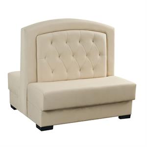 47"L x 44"H Double Wood Booth with Cream Diamond Tufted Back and Upholstered Vinyl Seat