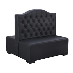 Double Tufted Black Vinyl Restaurant Booth with High Curved Backrest