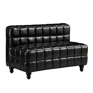 48"L x 29"H Indoor Black Upholsterd Single Booth with Biscuit Tufted Back and Wood Frame