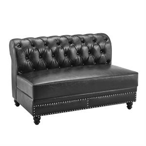 48"L x 31"H Indoor Black Upholsterd Single Booth with Button Tufted Back and Wood Frame
