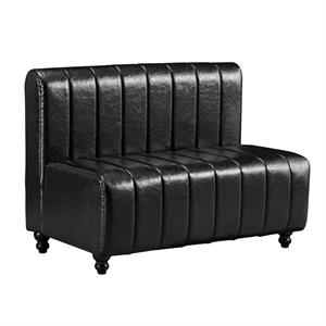 48"L x 32"H Indoor Black Upholsterd Single Booth with Vertical Channel Back and Wood Frame