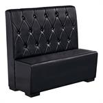 44"H, Vertical Channel Vinyl Back Upholstered Double Booth in Black, Wood Frame - Image 2