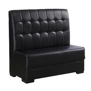 44"H, Square Tufted Back Vinyl Single Booth in Black, Wood Frame