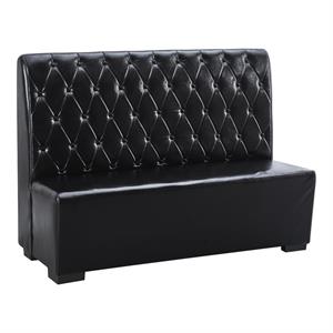 60L x 44H Black Single Booth with Vinyl Back & Seat, Wood Frame