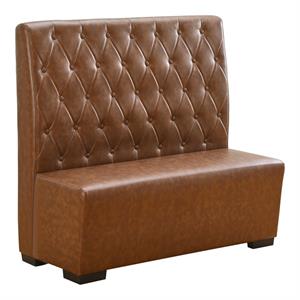 47L x 44H Brown Single Booth with Vinyl Back & Seat, Wood Frame