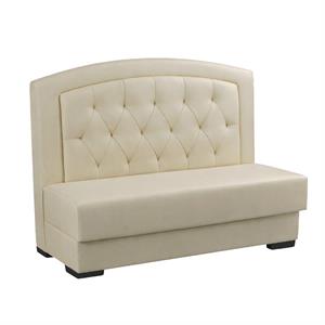 60"L x 44"H Single Wood Booth with Cream Diamond Tufted Back and Upholstered Vinyl Seat