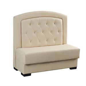 47"L x 44"H Single Wood Booth with Cream Diamond Tufted Back and Upholstered Vinyl Seat