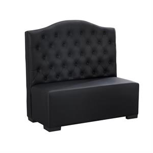 Single Tufted Black Vinyl Restaurant Booth with High Curved Backrest