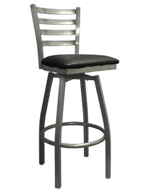 Clear Coated Swivel Ladder Back Metal Barstool