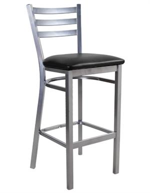 Grey Finish 3 Slat Ladder Back Metal Barstool