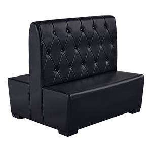 Button Tufted Back Upholstered Double Booth in Black, Wood Frame