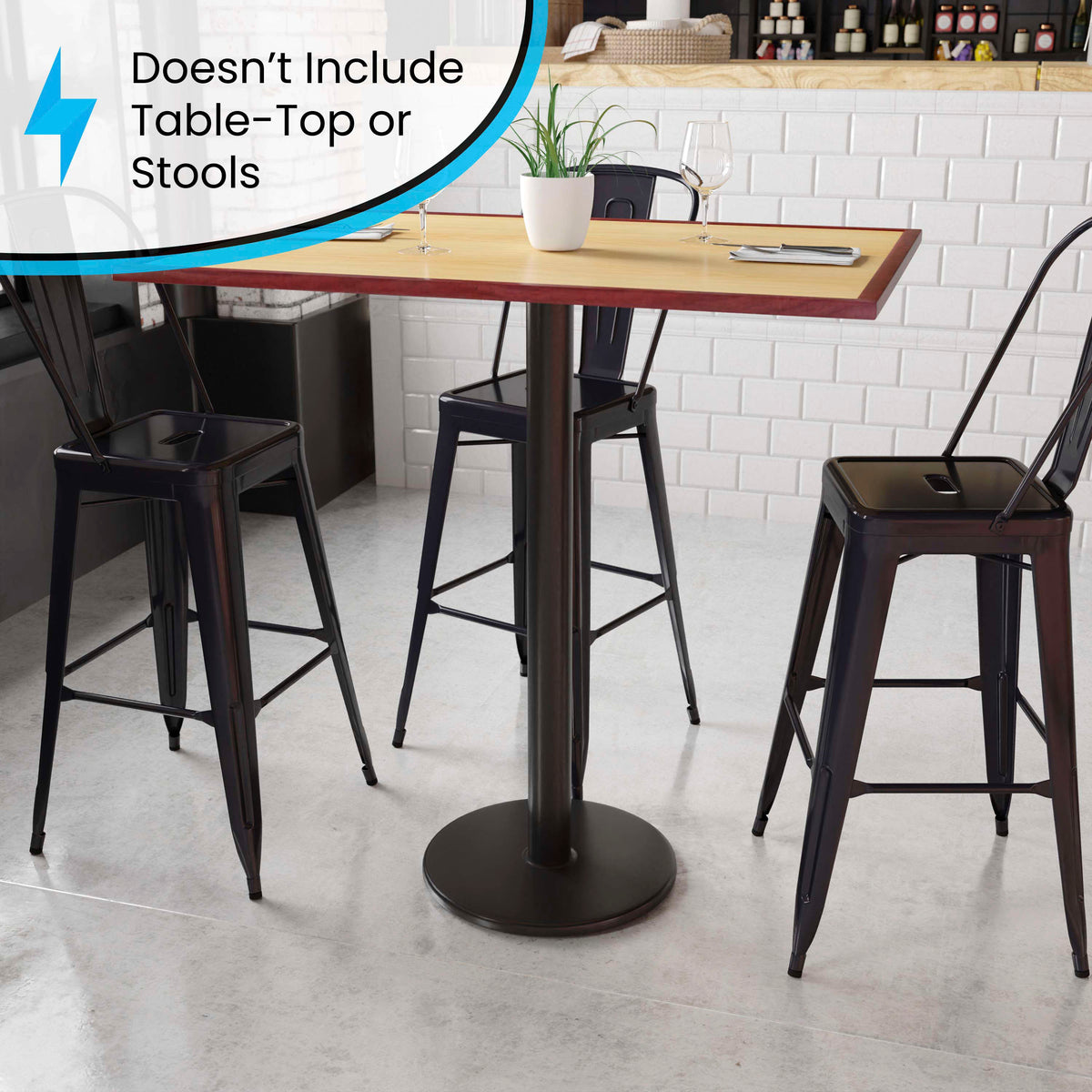 18" Round Restaurant Table Base with 3" Dia. Bar Height Column - Image 4