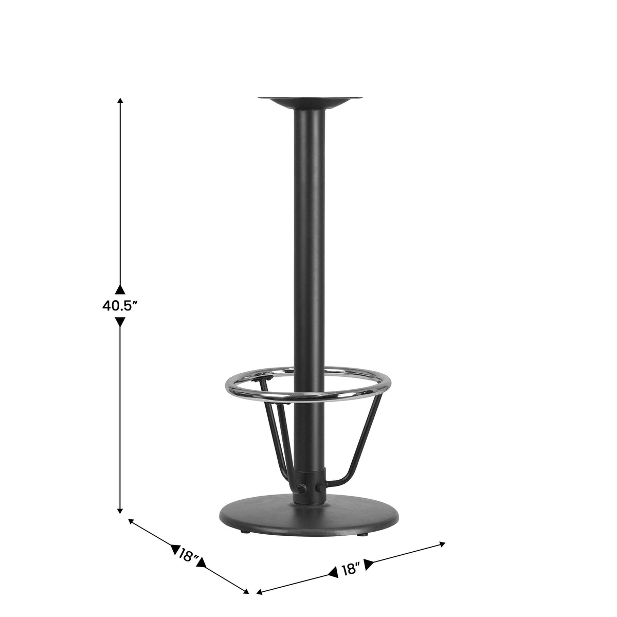 18" Round Restaurant Table Base with 3" Dia. Bar Height Column and Foot Ring - Image 3