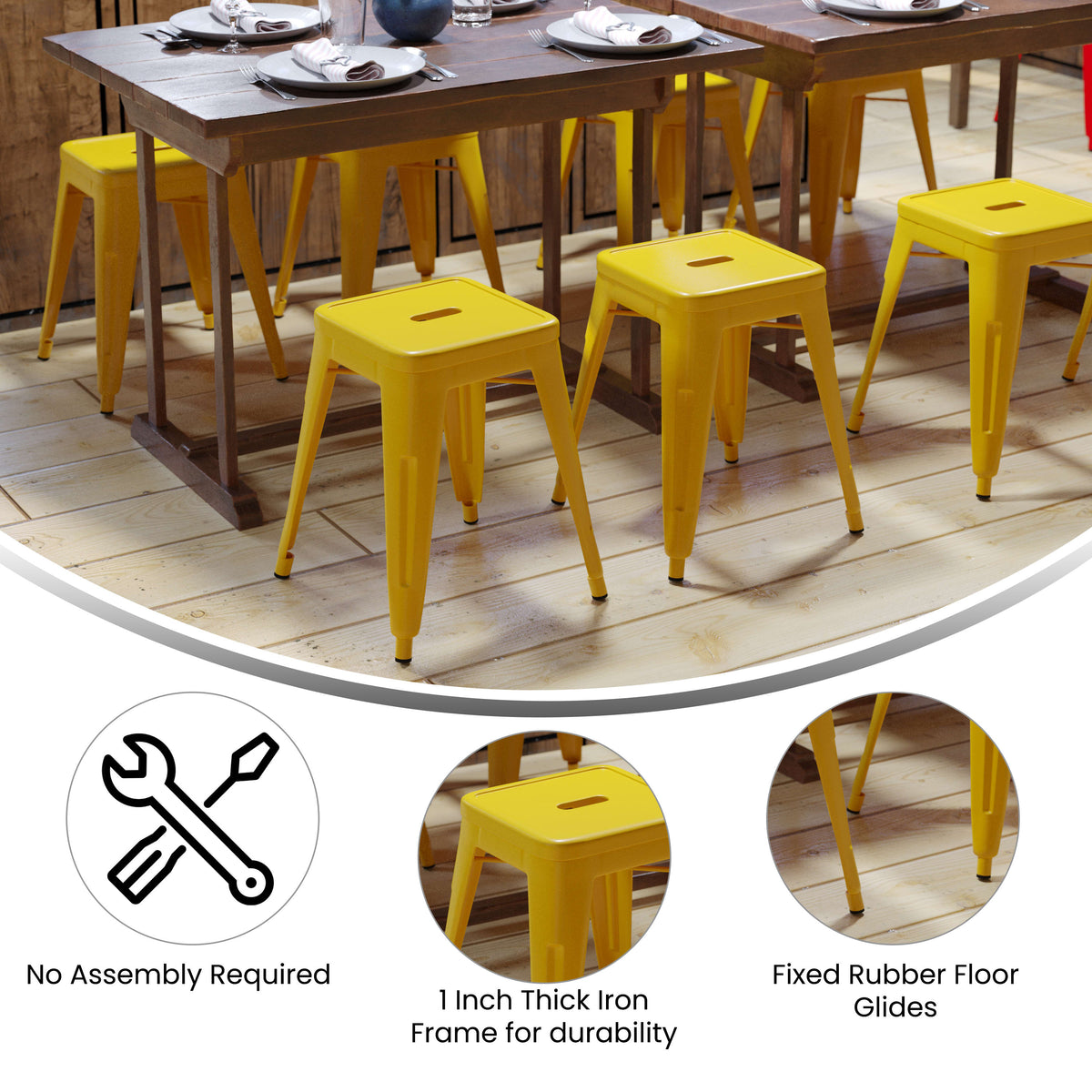 18 Inch Table Height Indoor Stackable Metal Dining Stool-Set of 4 - Image 4