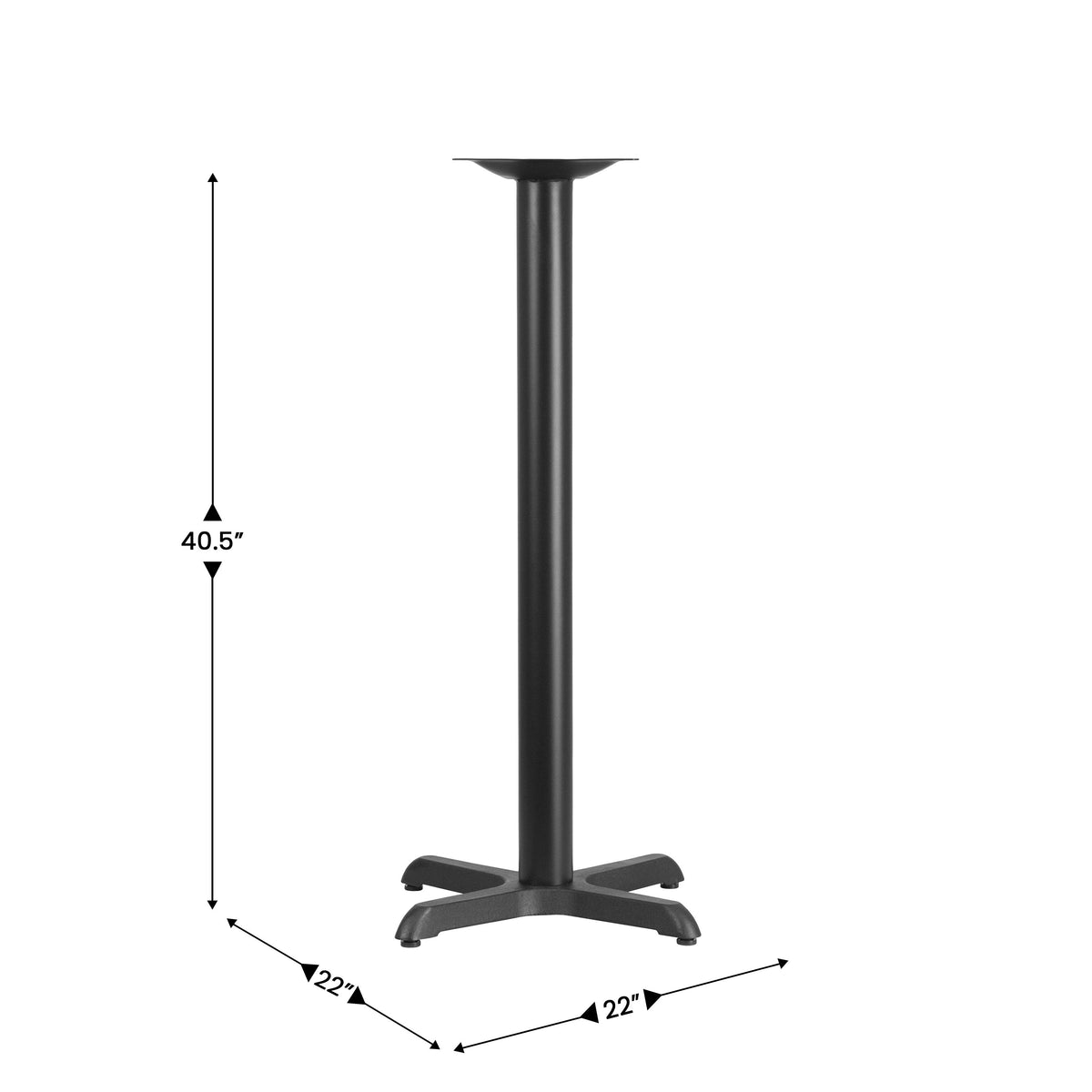 22" x 22" Restaurant Table X-Base with 3" Dia. Bar Height Column - Image 3