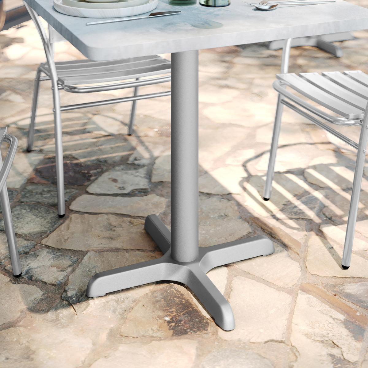 22" x 22" Restaurant Table X-Base with 3" Dia. Table Height Column - Image 2