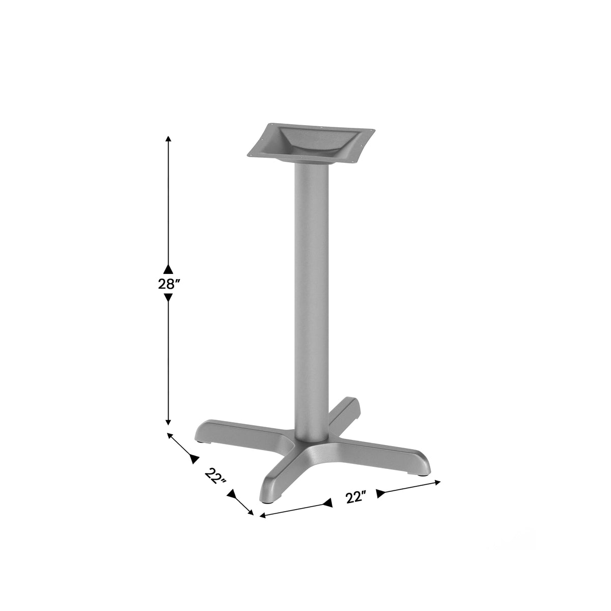 22" x 22" Restaurant Table X-Base with 3" Dia. Table Height Column - Image 4