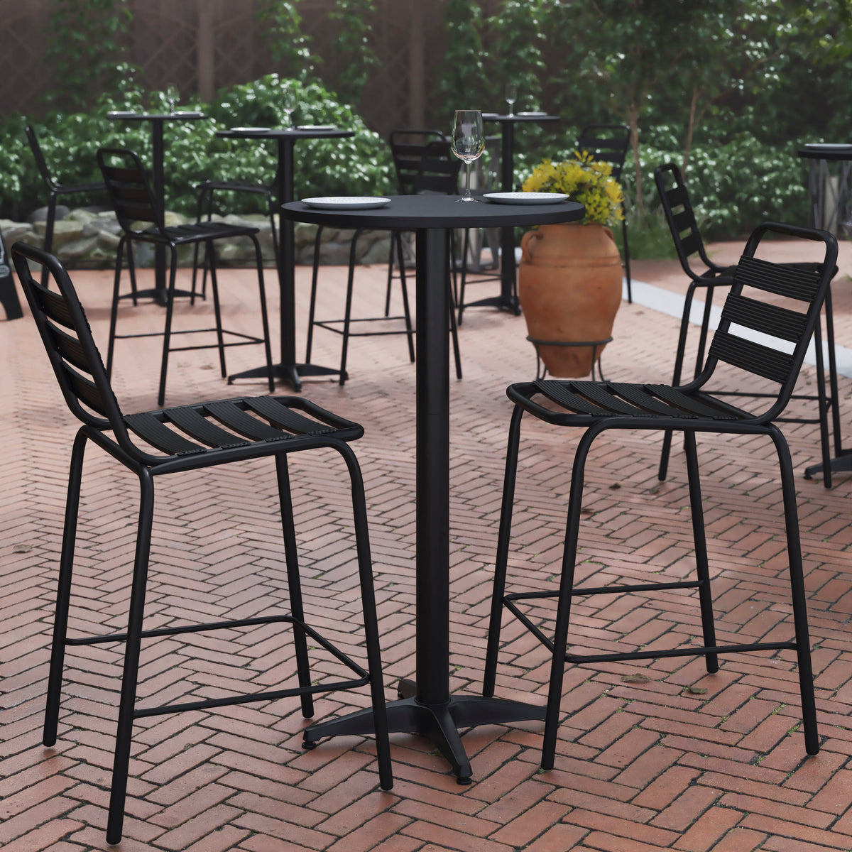 23.25" Round Aluminum Indoor-Outdoor Bar Height Table with Flip-Up Table - Image 2