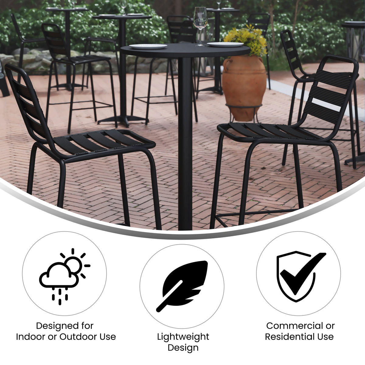 23.25" Round Aluminum Indoor-Outdoor Bar Height Table with Flip-Up Table - Image 3