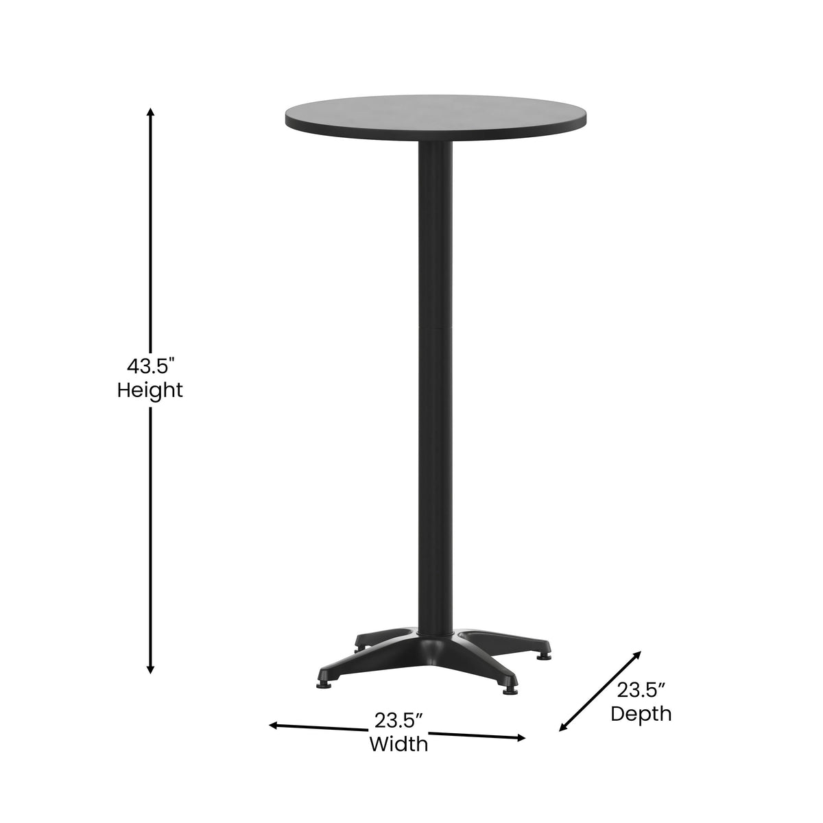 23.25" Round Aluminum Indoor-Outdoor Bar Height Table with Flip-Up Table - Image 4