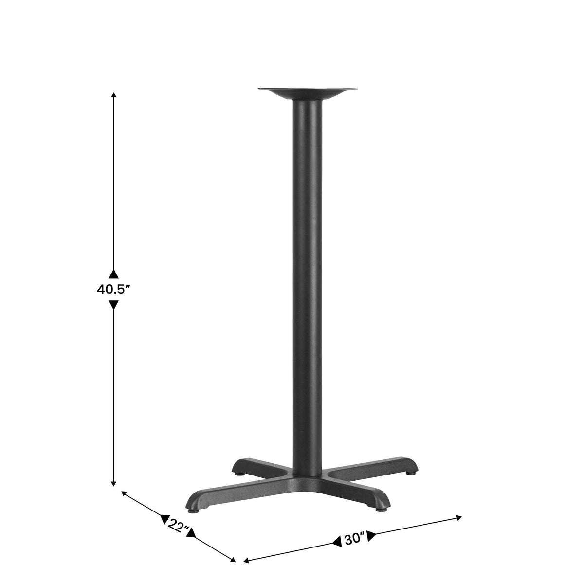 23.5" x 29.5" Restaurant Table X-Base with 3" Dia. Bar Height Column - Image 3