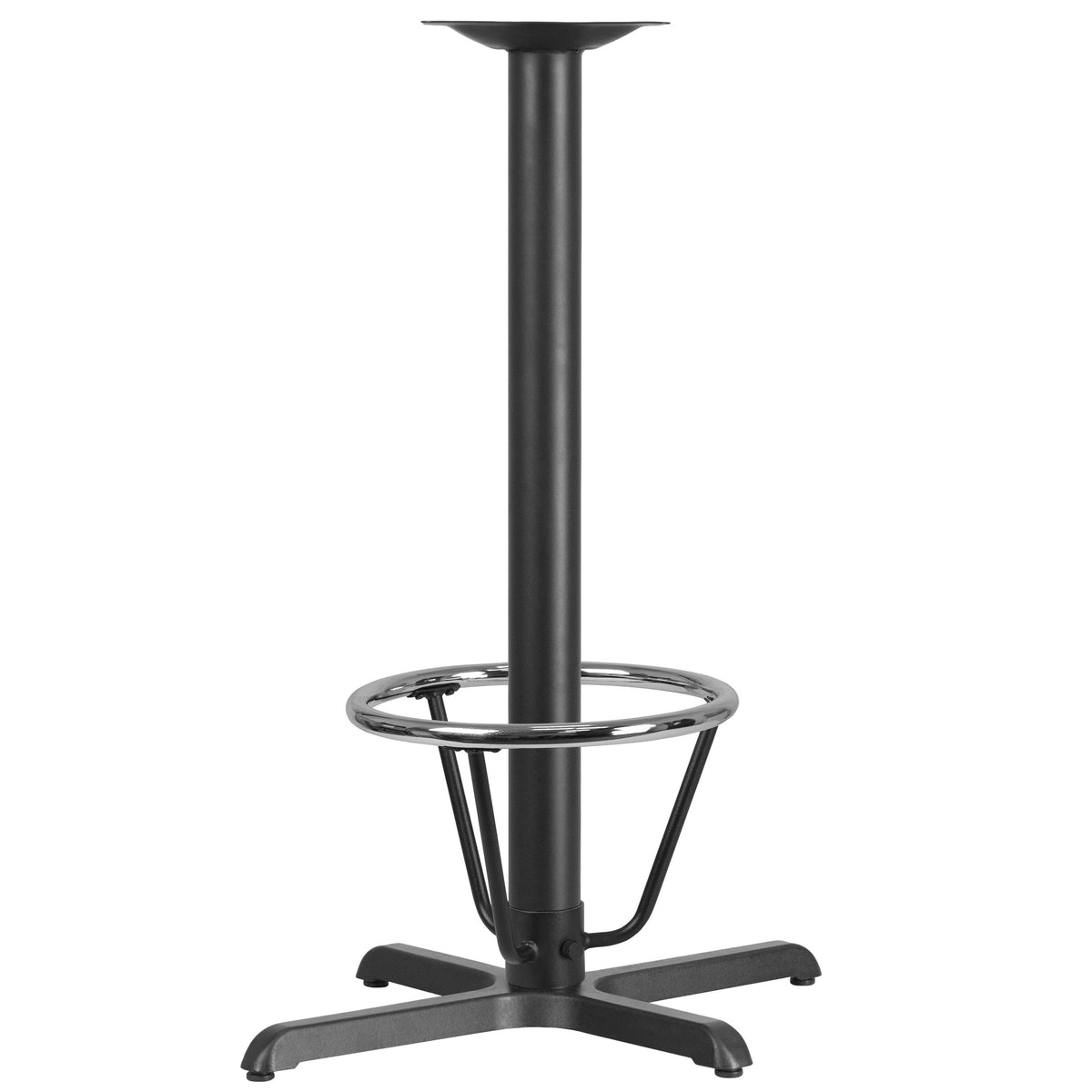 23.5" x 29.5" Restaurant Table X-Base with 3" Dia. Bar Height Column & Foot Ring
