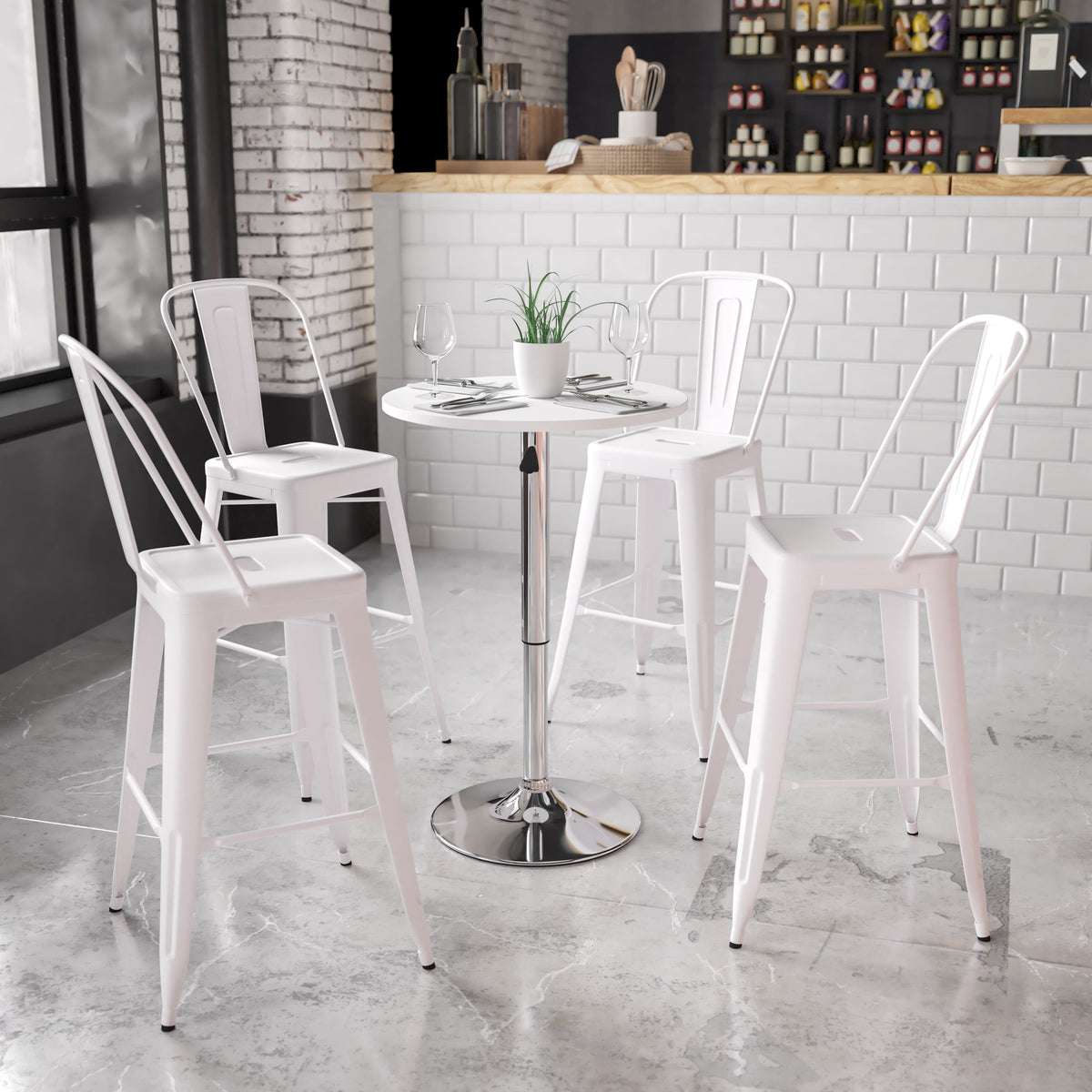 23.75" Round Adjustable White Wood Table (Adjustable Range 26.25" - 35.75") - Image 2