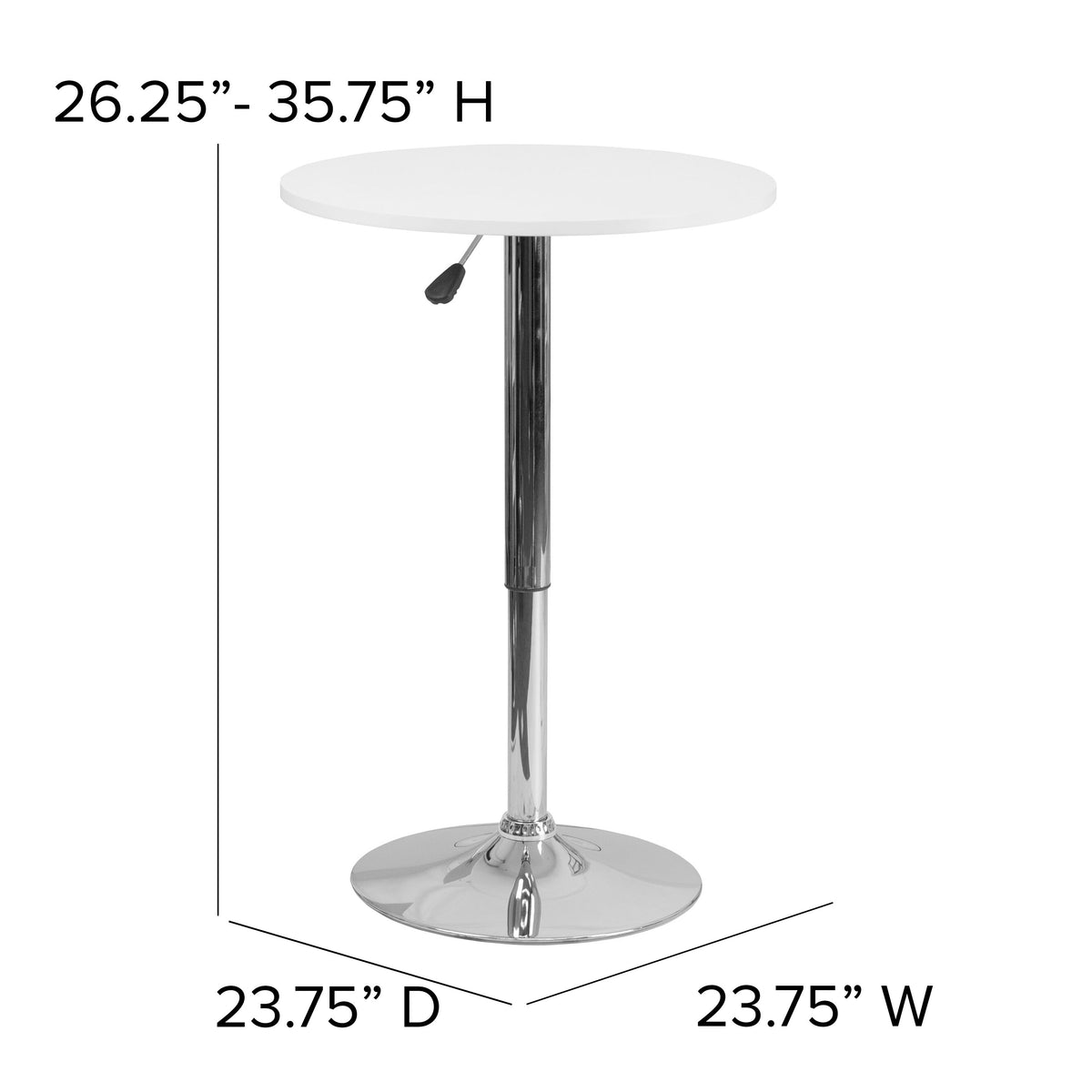 23.75" Round Adjustable White Wood Table (Adjustable Range 26.25" - 35.75") - Image 4