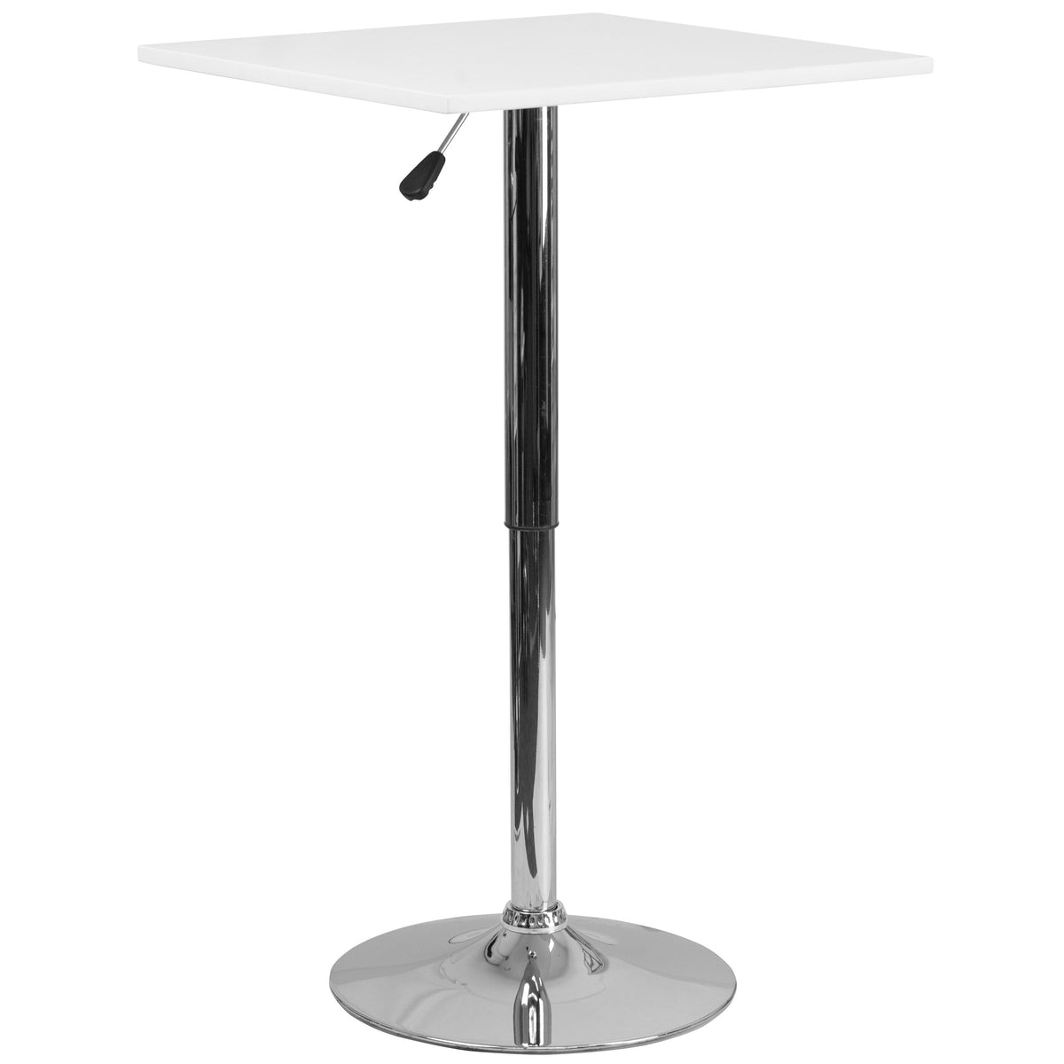 23.75" Square Adjustable White Wood Swivel Table (Adjustable Range 33" - 40.5")