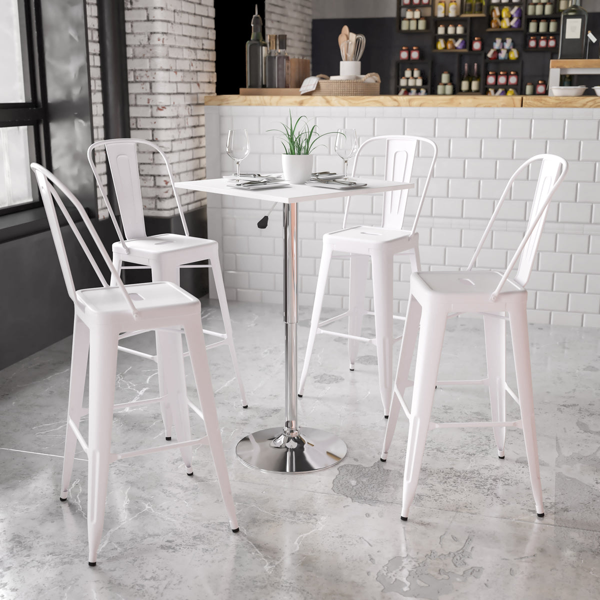 23.75" Square Adjustable White Wood Swivel Table (Adjustable Range 33" - 40.5") - Image 2