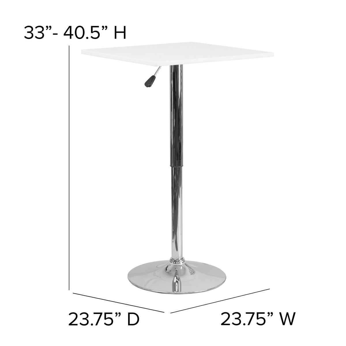 23.75" Square Adjustable White Wood Swivel Table (Adjustable Range 33" - 40.5") - Image 3