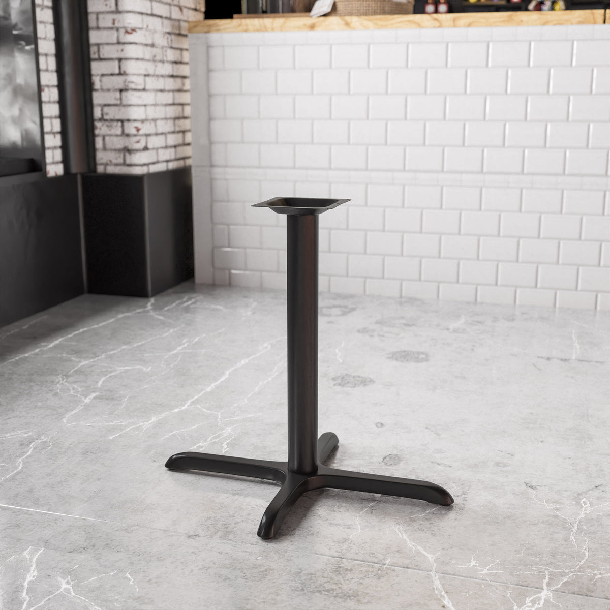23.75" x 30" Restaurant Table X-Base with 3" Dia. Table Height Column - Image 2