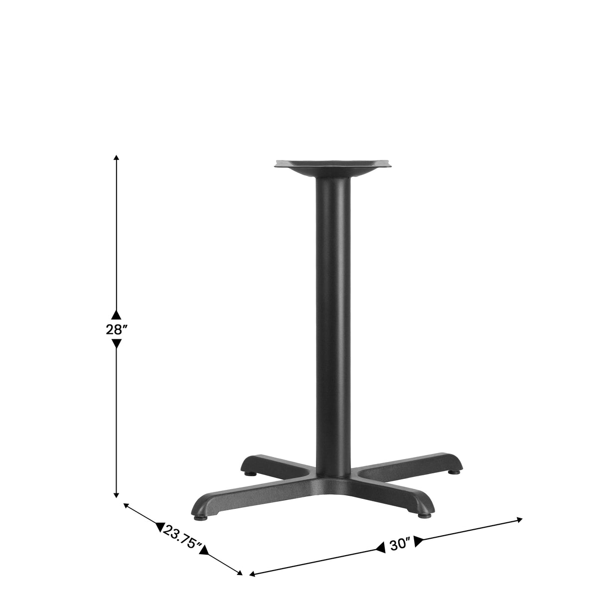 23.75" x 30" Restaurant Table X-Base with 3" Dia. Table Height Column - Image 3