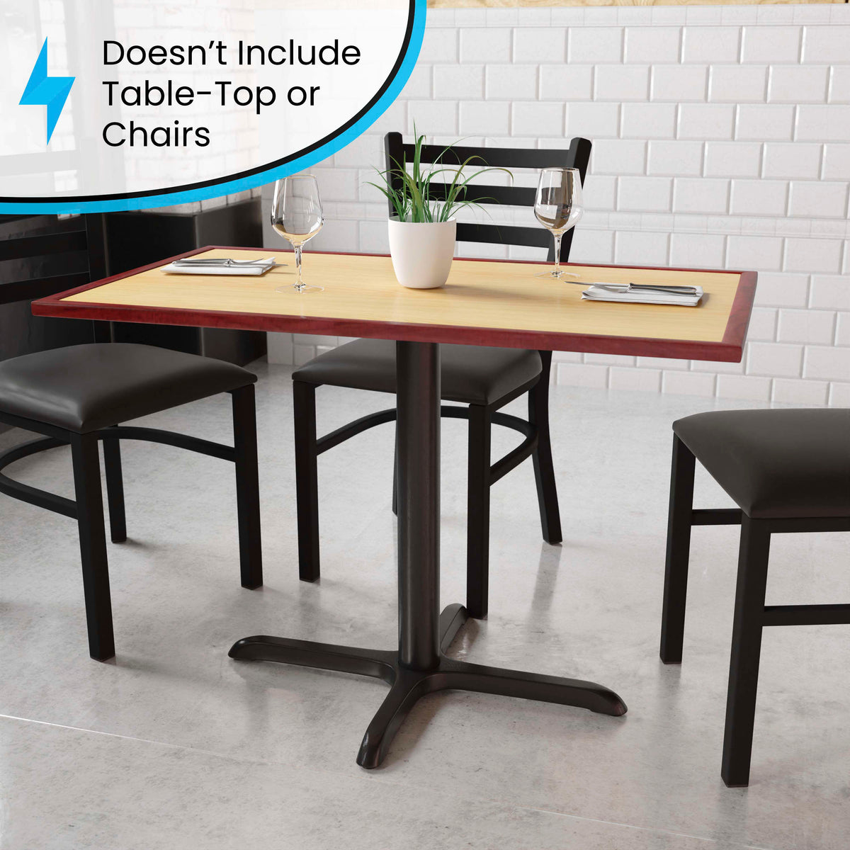 23.75" x 30" Restaurant Table X-Base with 3" Dia. Table Height Column - Image 4
