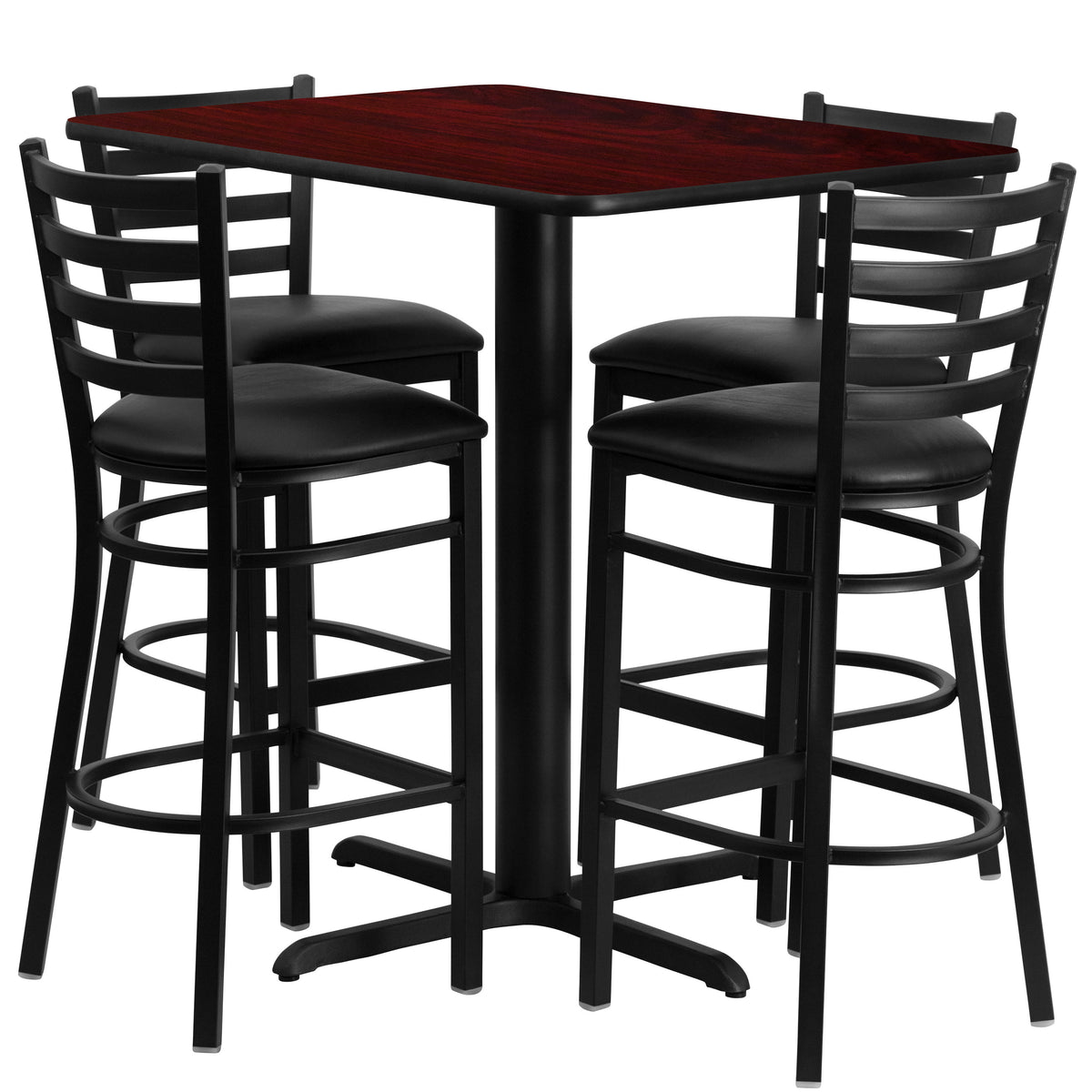 24''W x 42''L Rectangular Laminate Table Set with 4 Ladder Back Metal Barstools - Image 3