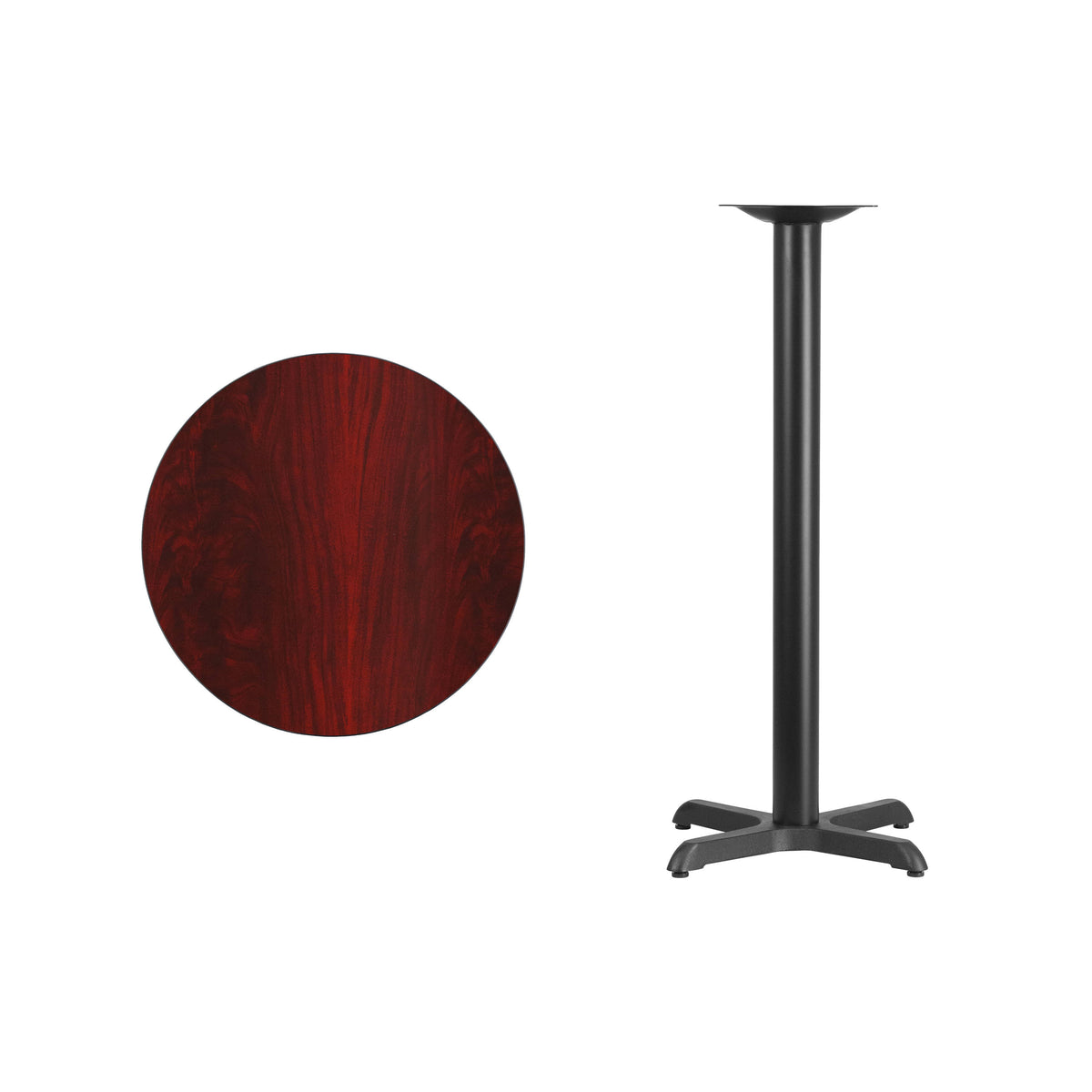 24'' Round Laminate Table Top with 22'' x 22'' Bar Height Table Base - Image 2