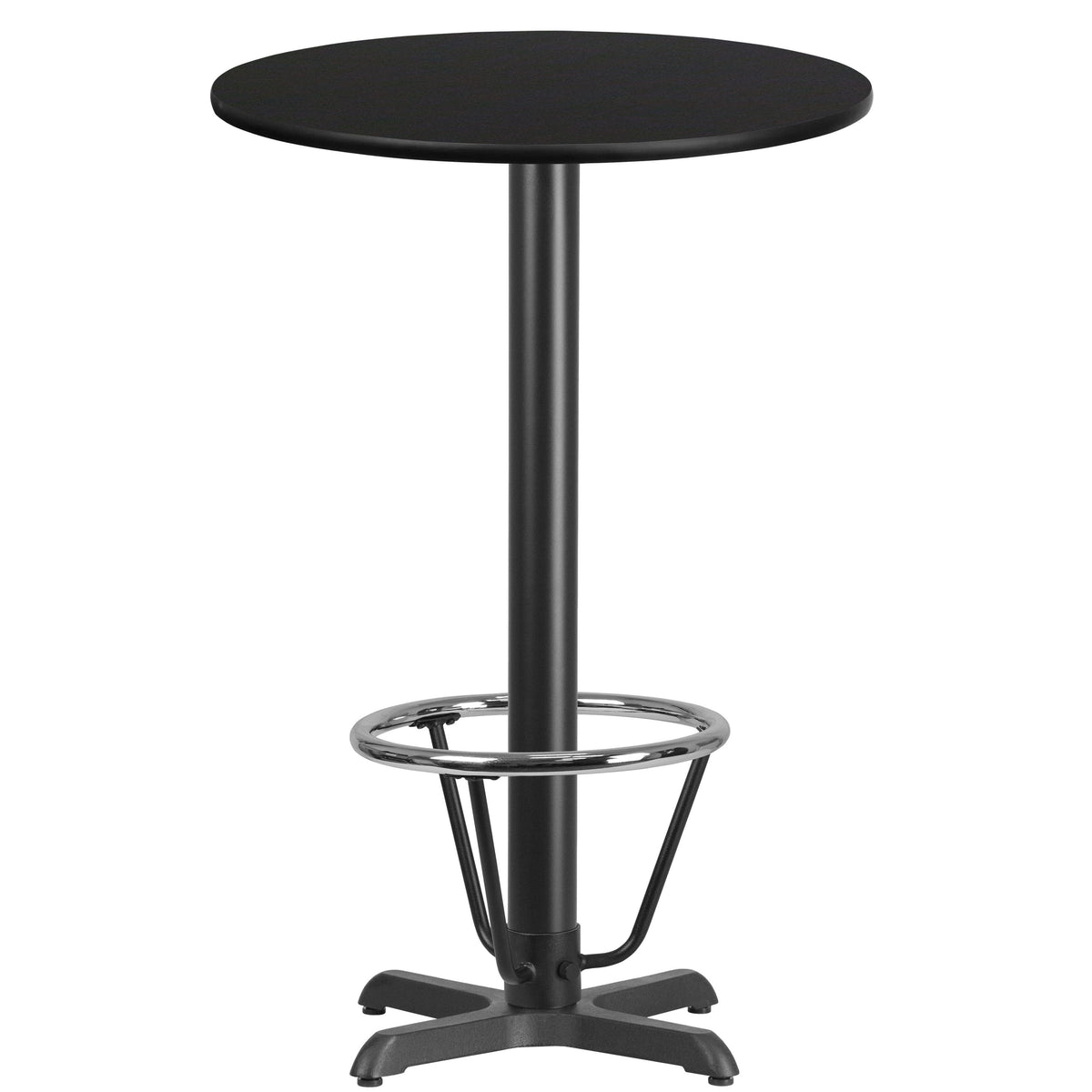 24'' Round Laminate Table Top with 22'' x 22'' Bar Height Table Base