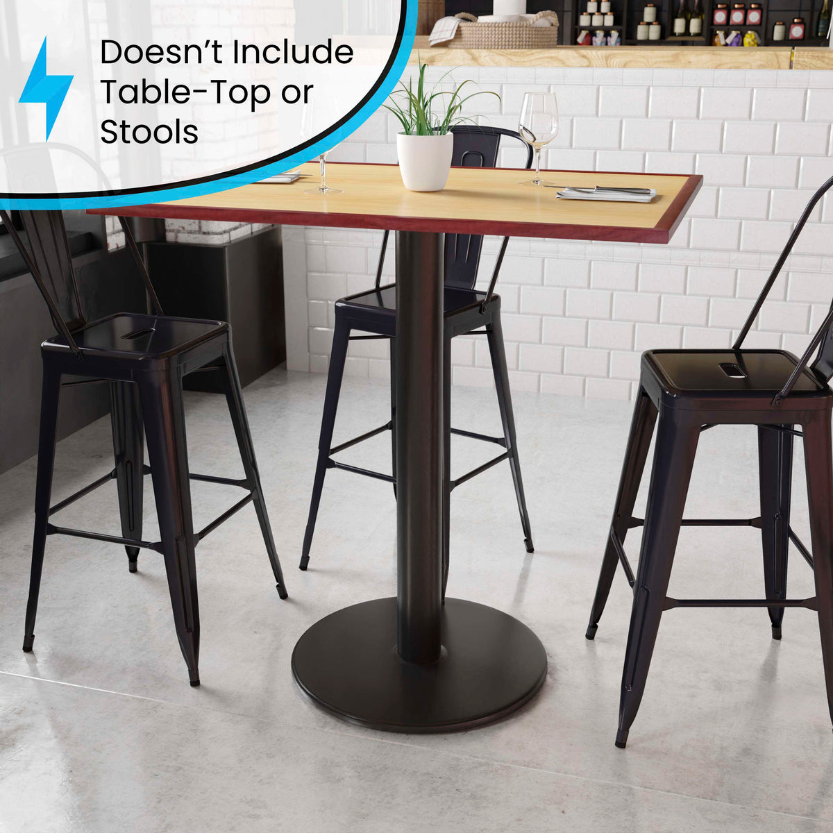 24" Round Restaurant Table Base with 4" Dia. Bar Height Column - Image 4