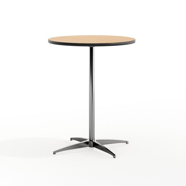 24" Round Wood Cocktail Table with 30" and 42" Columns