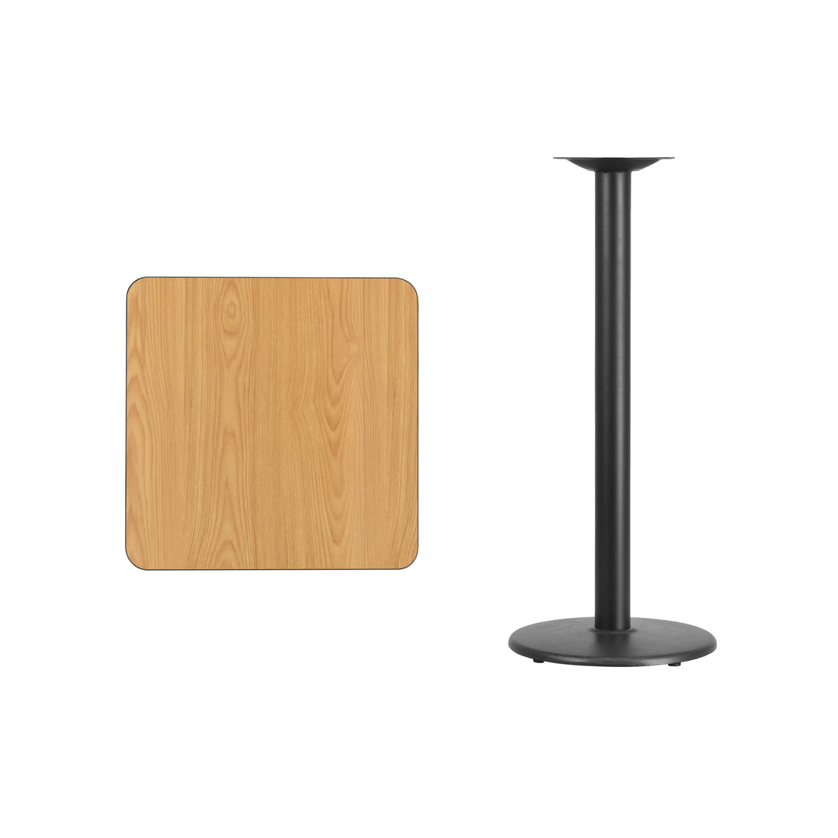 24'' Square Laminate Table Top with 18'' Round Bar Height Table Base - Image 2