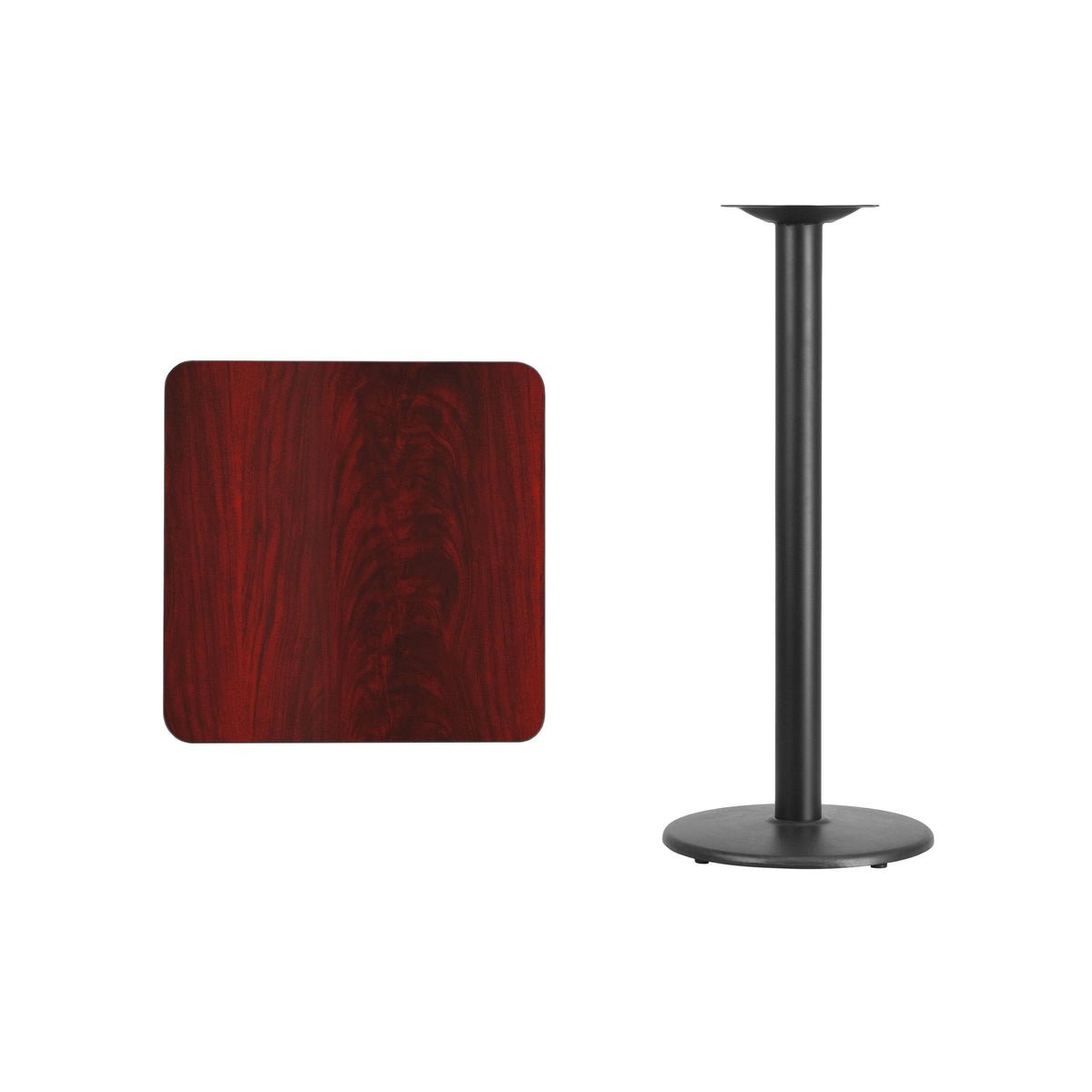 24'' Square Laminate Table Top with 18'' Round Bar Height Table Base - Image 4