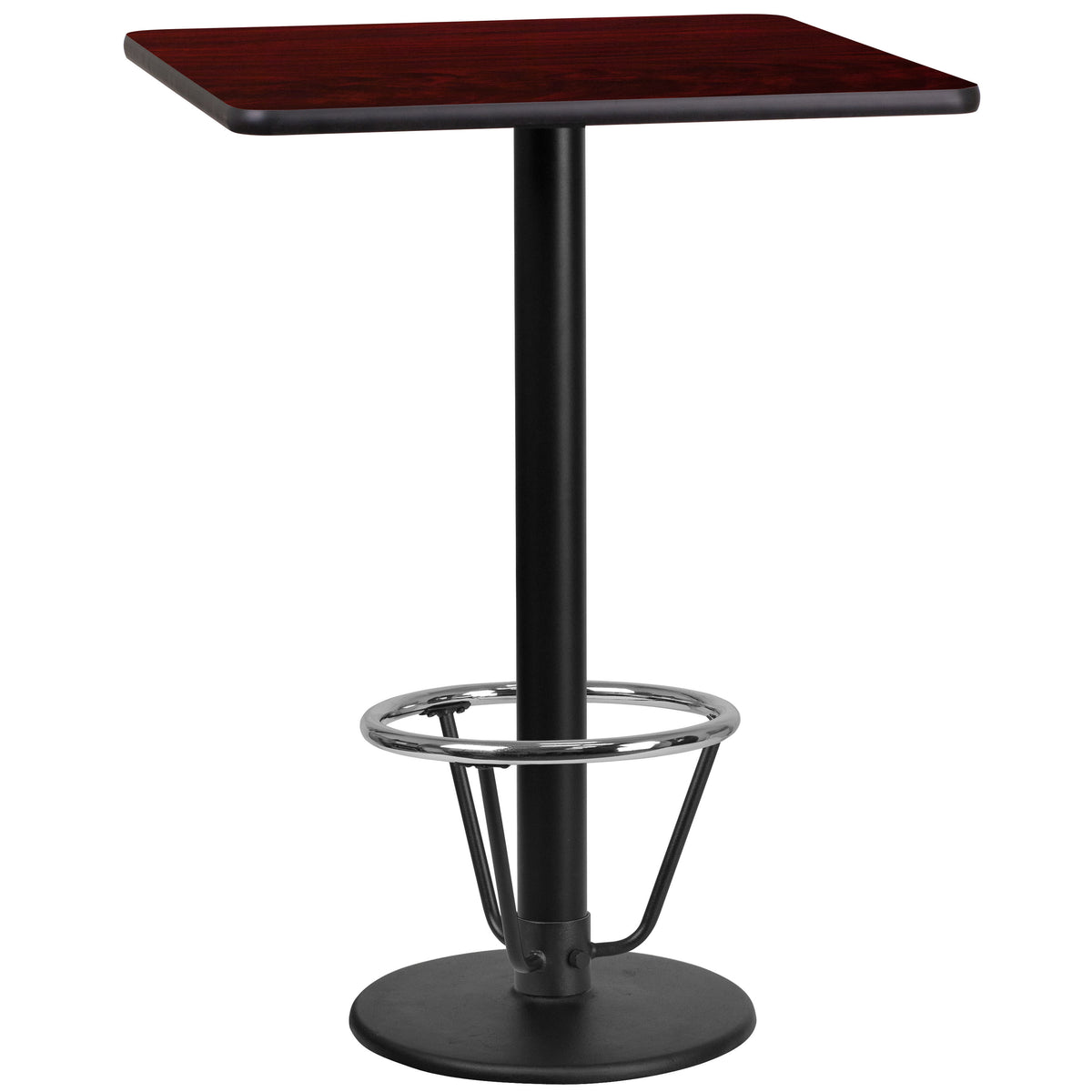 24'' Square Laminate Table Top with 18'' Round Bar Height Table Base