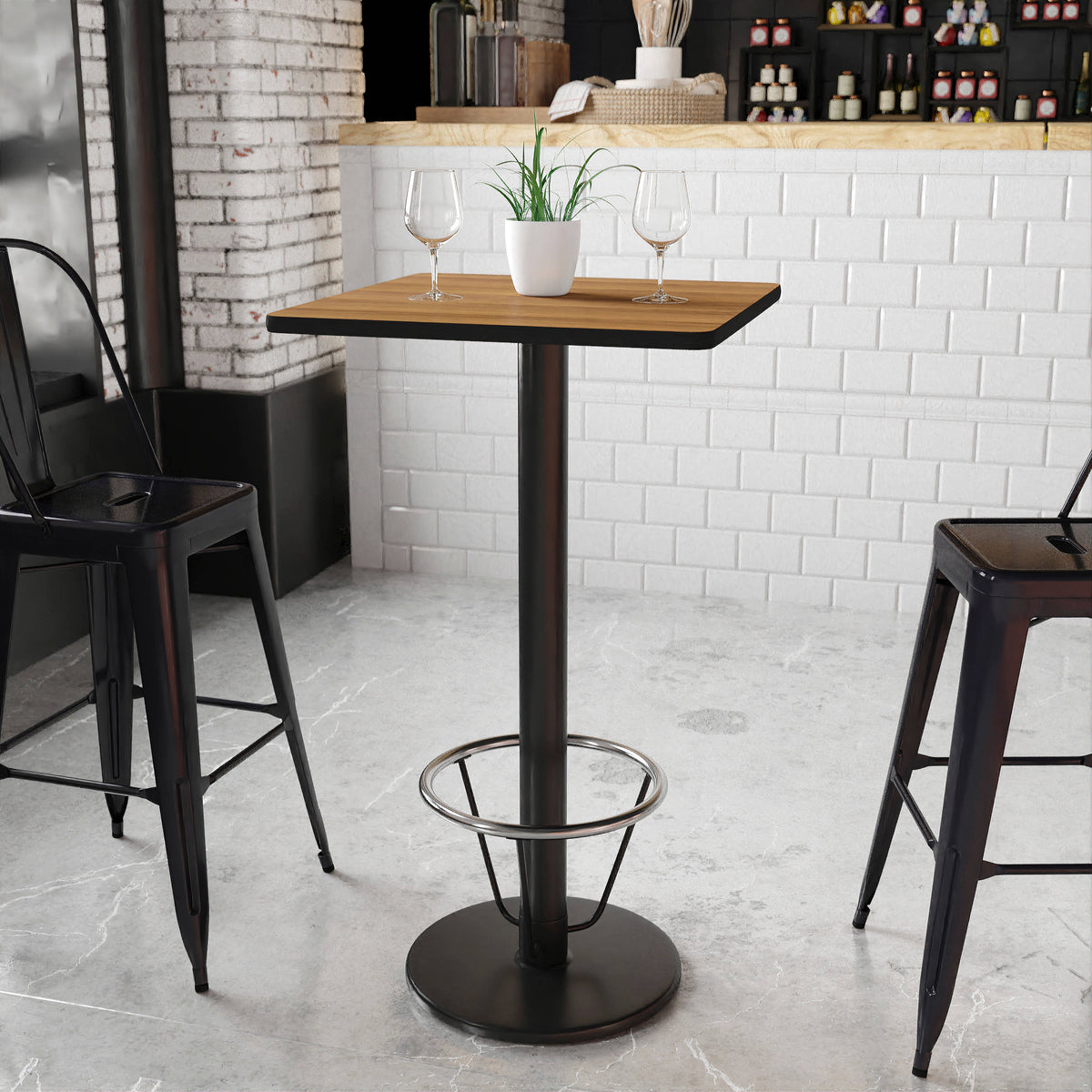 24'' Square Laminate Table Top with 18'' Round Bar Height Table Base - Image 4