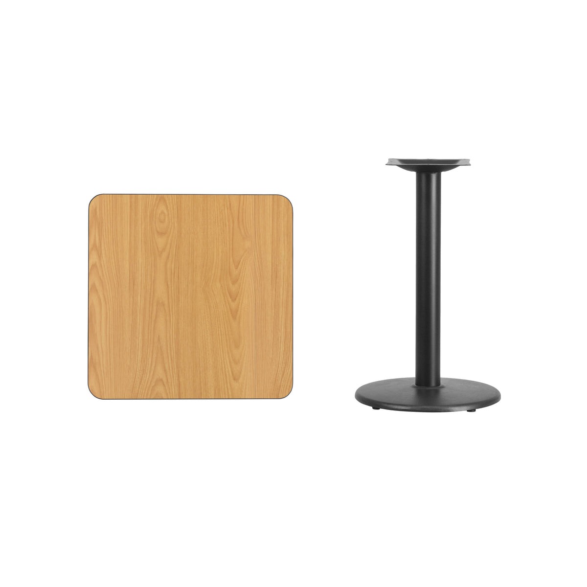 24'' Square Laminate Table Top with 18'' Round Table Height Base - Image 2