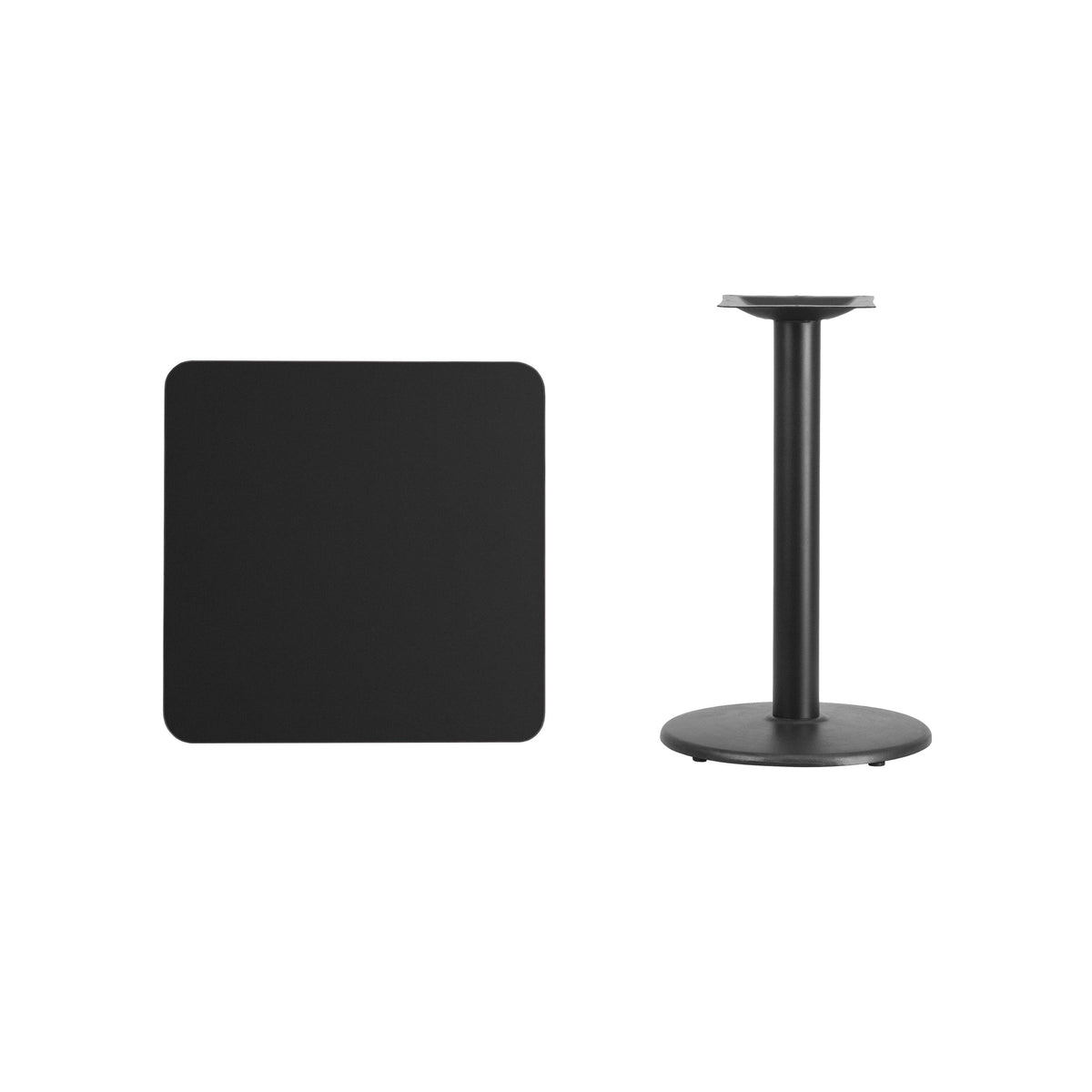 24'' Square Laminate Table Top with 18'' Round Table Height Base - Image 4