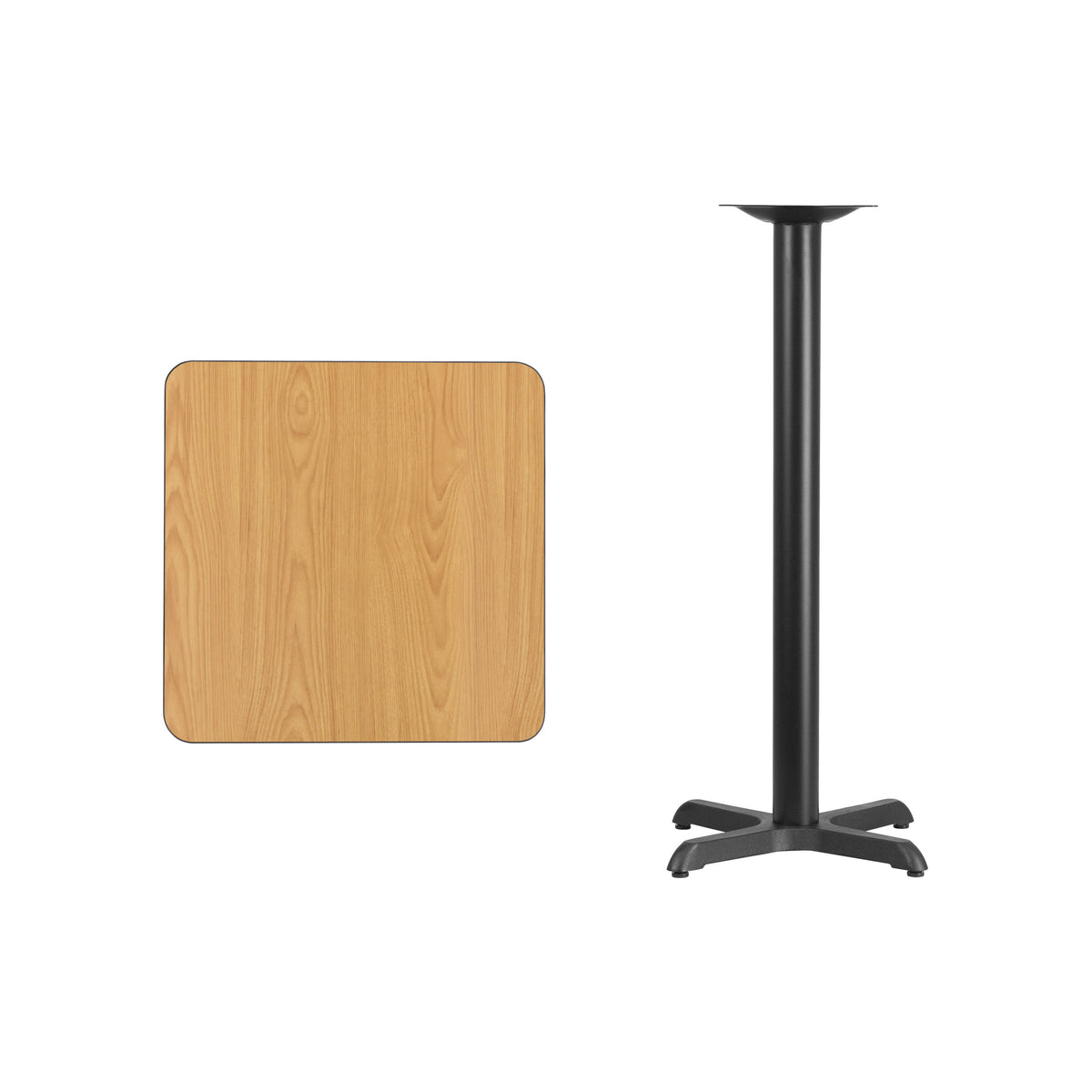 24'' Square Laminate Table Top with 22'' x 22'' Bar Height Table Base - Image 2